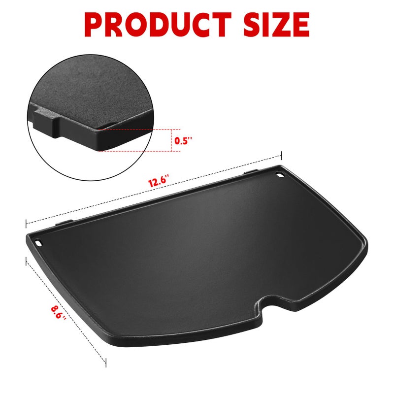 GGC 6558 Griddle for Weber Q100 Q120 Q1000 Q1200 Series Grills, Cast Iron Grill Parts for Weber Q100 Grills, 12.6" x 8.6" Cooking Griddle for Webbr Baby Q - Image 2